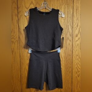 NWT Zobha Chocolate Plum Melange Jersey Tank Top & Short Set Size Medium